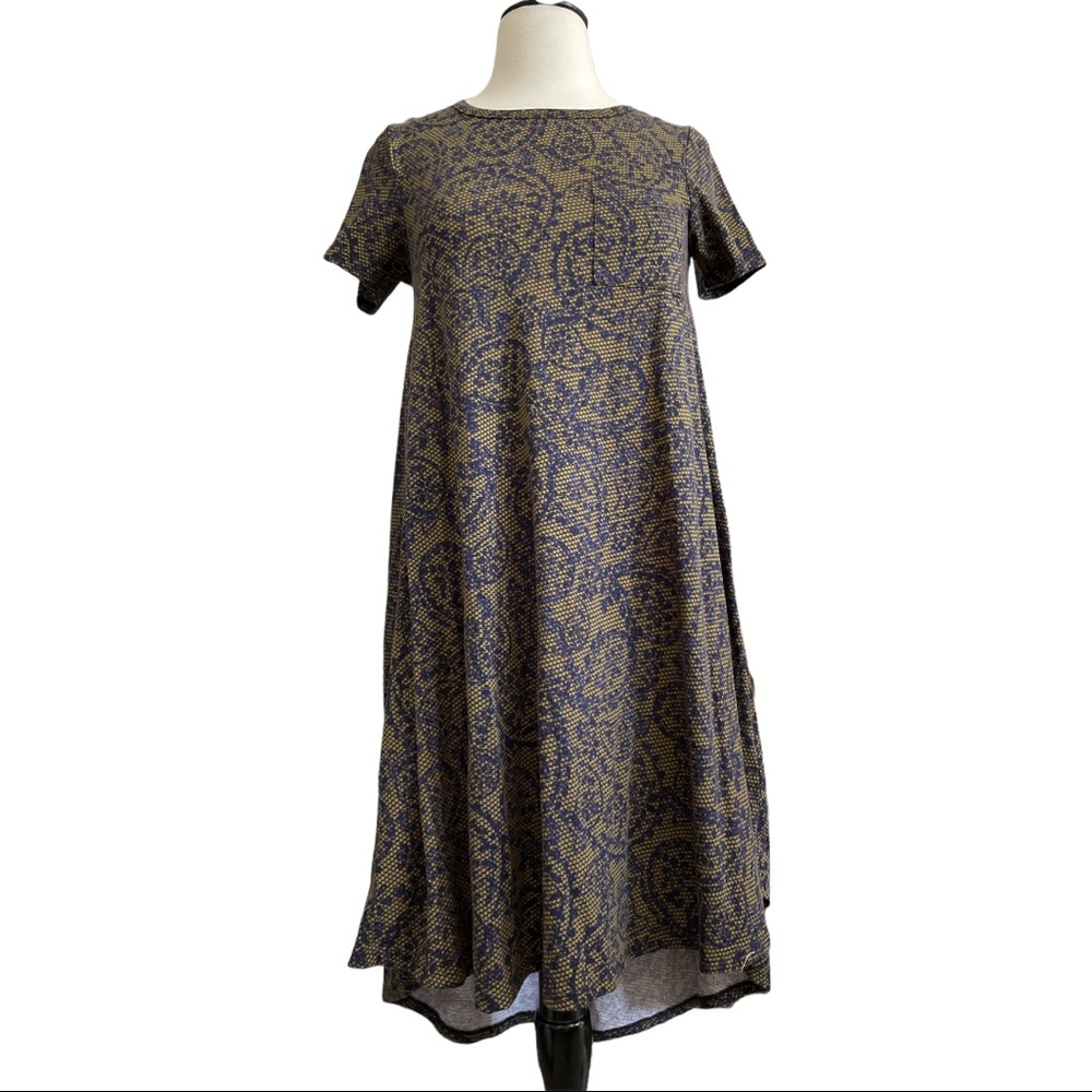 Lularoe Carly High Low Dress blue/gold